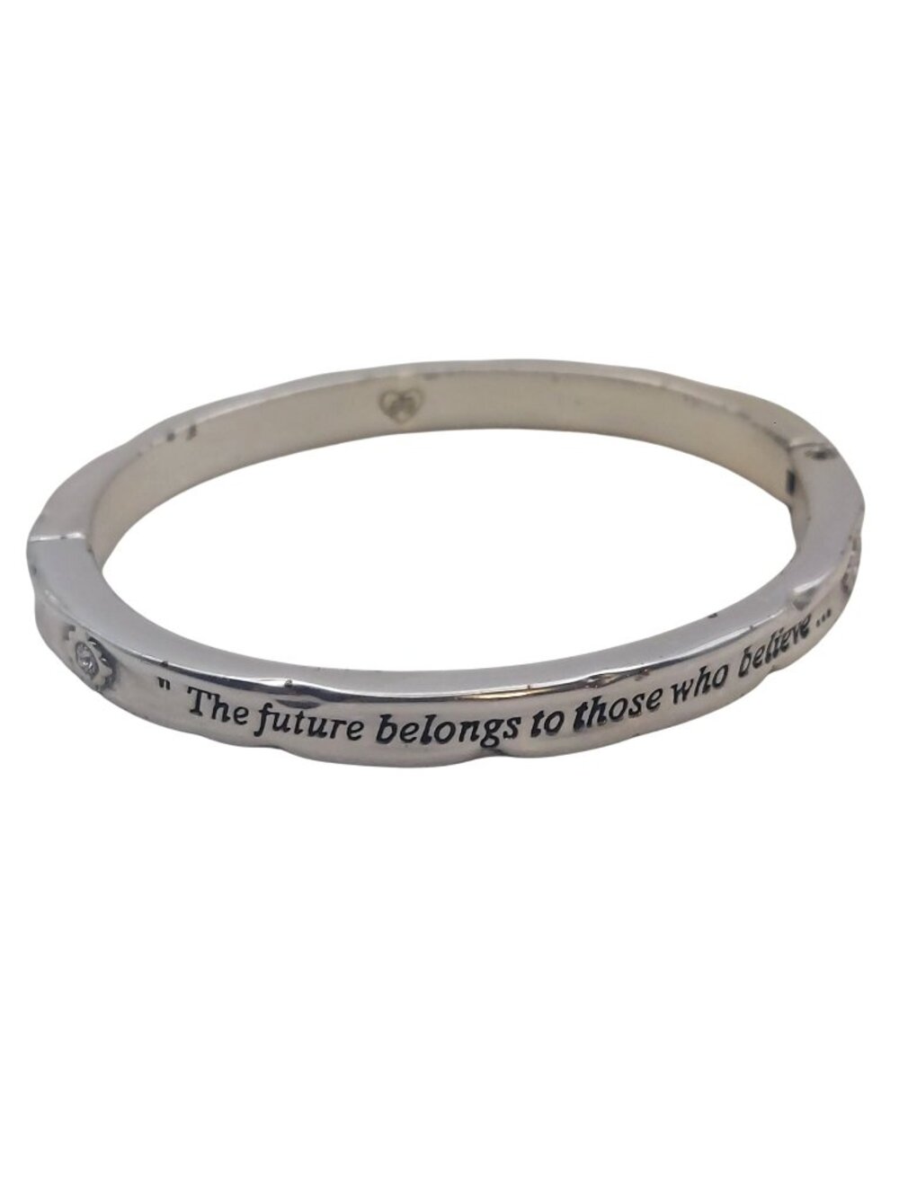 Brighton Hinged Bangle Bracelet Silver Plated Roosevelt The Future Belongs Quote